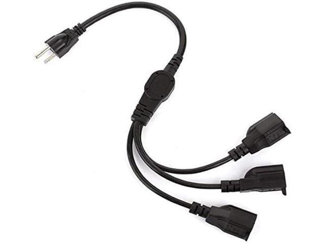 [Etl Listed] Qlfecle 1 to 3 Outlet Power Splitter Cord 3.3FT/1M (NEMA 5-15P to NEMA 5-15R) 16AWG Heavy Duty Cable Strip Outlet Saver1