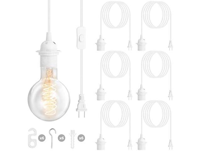 Reginary 6 Pieces Hanging Light Cord Kit Lantern Bulb Cord Cable Extension Plug in Pendant with in-line On/Off Switch E27 Socket Lamp Kit for DIY...