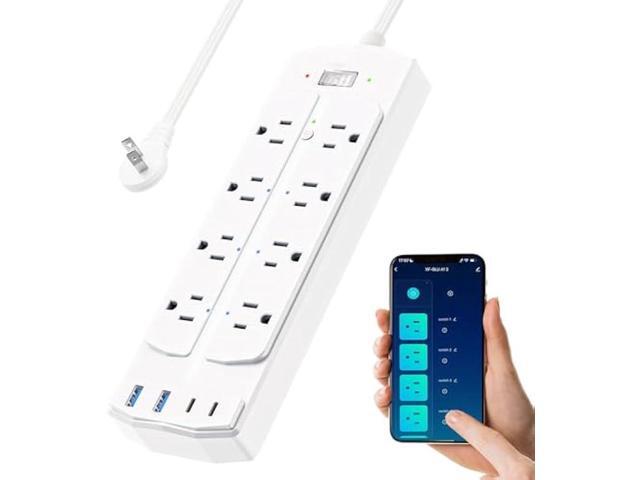 2 Prong Smart Power Strip, 1200J Surge Protector, Yozisital 2 Prong to 3 Prong Outlet Adapter, 5FT Flat Plug Extension Cord with 8 Outlets 4 USB...