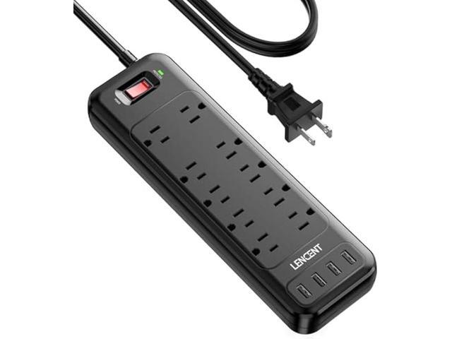 LENCENT 2 Prong Surge Protector Power Strip with USB Ports,Polarized 2 Prong to 3 Prong Outlet Adapter,1700J Surge Protector, 6ft Extension Cord,10...