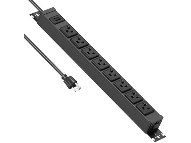 JUNNUJ Heavy Duty Power Strip Wall Mount, 20 Amp Surge Protector 1200J Metal 8 Outlet Under Desk Mounted 20A, Garage Power Table Socket Industrial...