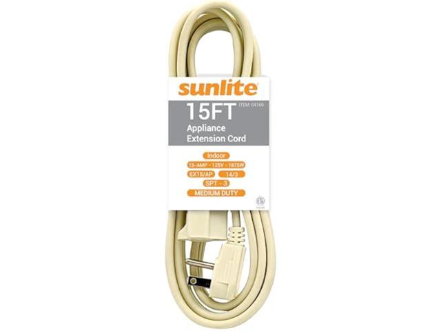Sunlite 04165-SU EX15/AP Medium Duty 15-Foot Appliance Extension Cord, Three Prong, 14/3 Gauge, 15 Amp, Beige