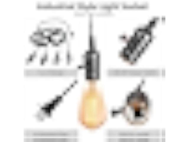 Vintage Plug-in Pendant Light Kit with 1-to-4 Hanging E26/E27 Sockets, Industrial Hanging Light with Individual Rotary Switches, Easy DIY Lighting...