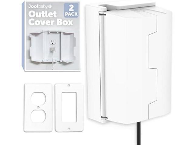 Outlet Cover Box for Child Safety (2 Pack) Duplex & Decorator Electrical Outlet Plates, Concealed Access Buttons, and Spacious Compartment - Jool Baby