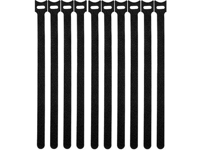 50 Pcs Reusable Fastening Cable Ties, Microfiber Cloth 12 Inch Hook and Loop Cord Ties, Black