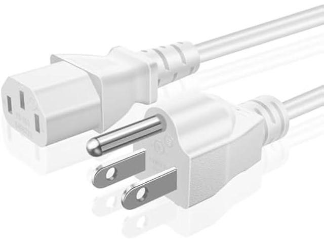 TNP Universal Power Cord (10 Feet) - NEMA 5-15P to IEC320C13 Power Cable Wire Connector Socket Plug Jack - White
