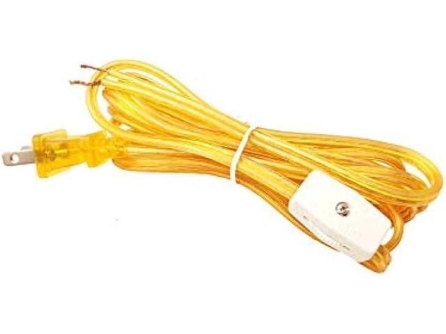 B & P Lamp 8 Foot Clear Gold Cord Set with Inline Rotary On-Off Switch, SPT-1 Cord Size