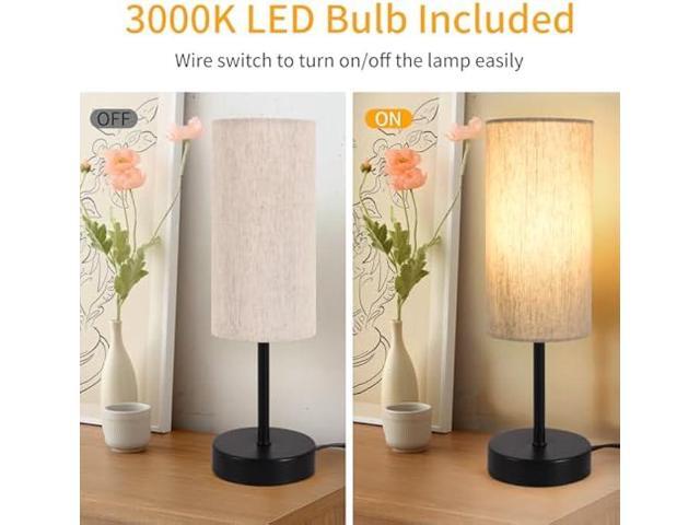 Small Table Lamp, Bedside Table Lamp for Bedroom, Lamp for Nightstand with Linen Fabric Shade, Minimalist Modern Desk Lamp for Living Room Office...