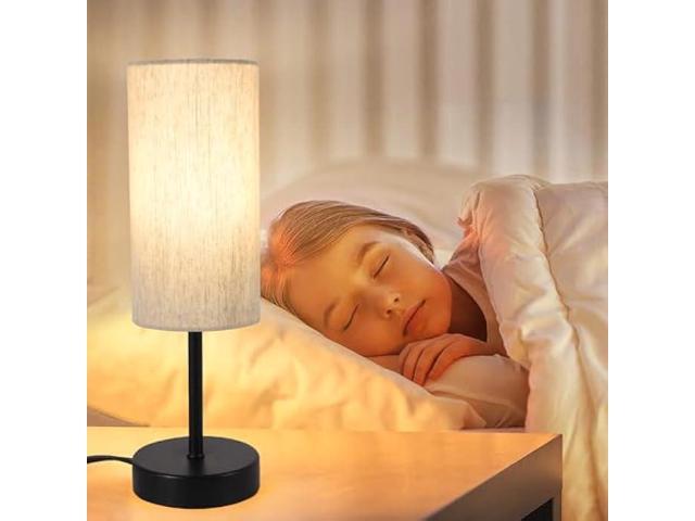 Small Table Lamp, Bedside Table Lamp for Bedroom, Lamp for Nightstand with Linen Fabric Shade, Minimalist Modern Desk Lamp for Living Room Office...