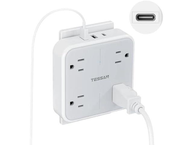 Multi Plug Outlet Extender, TESSAN Surge Protector Splitter with 3 USB (1 USB C Port) Wall Charger, Multiple Expander for Travel, Home, College...