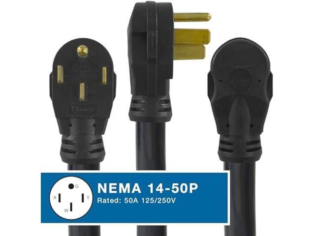 Conntek 14300 RV Power Cord 4-Foot RV 50 Amp Male Plug To Bare Wire, Black