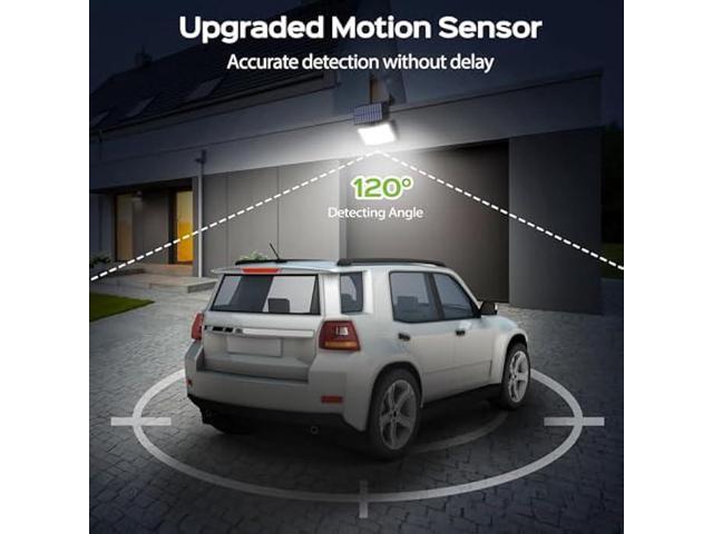 Adiding Solar Outdoor Lights, 202 LEDs Flood Lights with 16.4 ft Cable, Remote Control Solar Motion Sensor Outdoor Lights, 3 Modes Solar Powered...