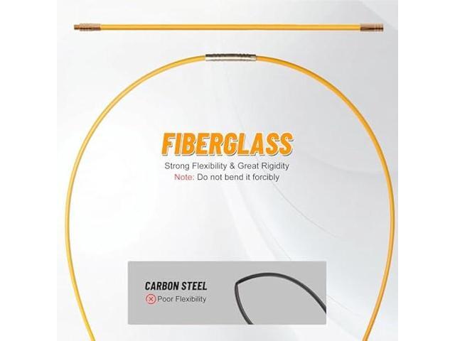 KOOTANS 11FT Fiberglass Running Electrical Wire Cable Glow Rods Wire Pulling Tools Fish Tape Cable Puller Through Wall Snake Fish Rods Kit with...