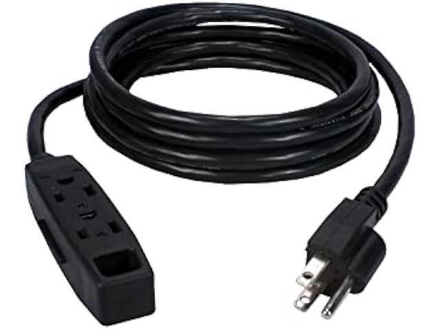 QVS 3-Outlet 3-Prong 25ft Power Extension Cord, Black (PC3PX-25)