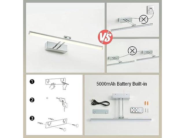 Battery Picture Light, 16 inch Wireless Picture Light for Painting with Remote,Full Metal Rechargeable Art Light,Wall Sconce Display Lighting for...