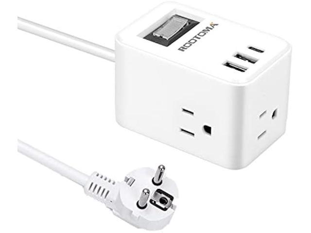 Germany France European Travel Plug Adapter, ROOTOMA Type E F Plug Adapter with 3 USB, Plug Adapter for US to European,German French Iceland Spain...