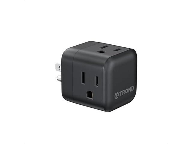 TROND Sideways Outlet Adapter, Multi Plug Wall Outlet with 360 Rotating Plug & 3 Electrical Sockets, A Small Black Charging Station Turn One into...