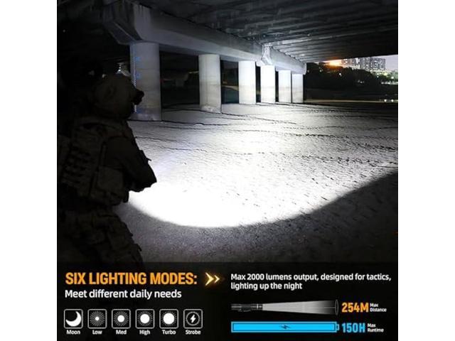 Wurkkos TD02 Led Tactical Flashlight, Super Bright Pocket Flashlights Rechargeable, 2000 High Lumens Flashlight EDC Flash Light with Type C...