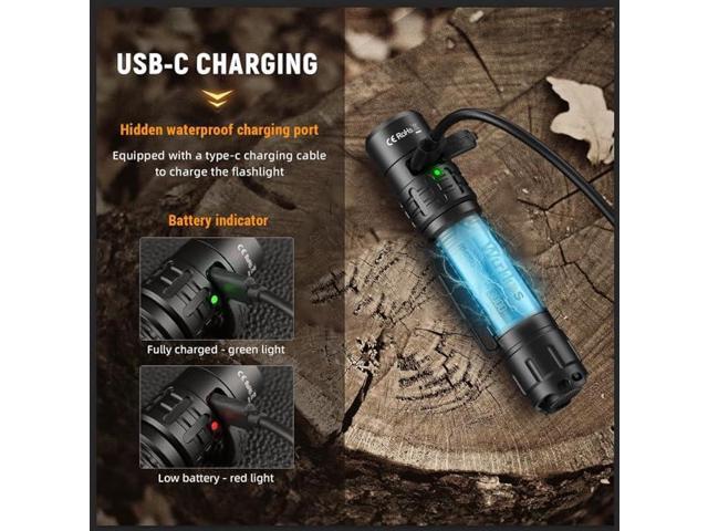 Wurkkos TD02 Led Tactical Flashlight, Super Bright Pocket Flashlights Rechargeable, 2000 High Lumens Flashlight EDC Flash Light with Type C...