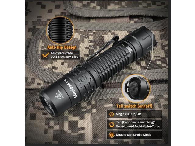 Wurkkos TD02 Led Tactical Flashlight, Super Bright Pocket Flashlights Rechargeable, 2000 High Lumens Flashlight EDC Flash Light with Type C...