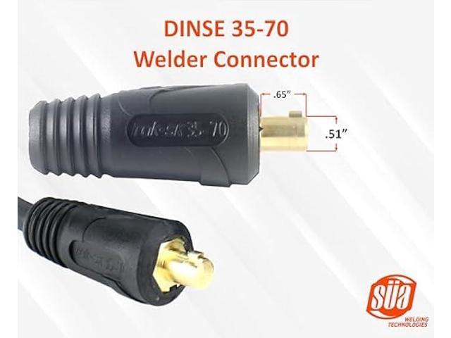 SÜA - 300 Amp Welding Ground Clamp Lead Assembly - Dinse 35-70 Connector - #1 AWG 100% Copper Cable (15 FEET)