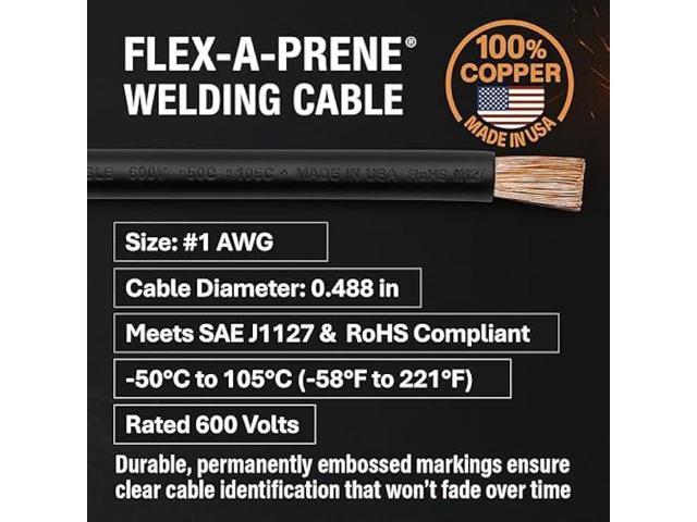 SÜA - 300 Amp Welding Ground Clamp Lead Assembly - Dinse 35-70 Connector - #1 AWG 100% Copper Cable (15 FEET)