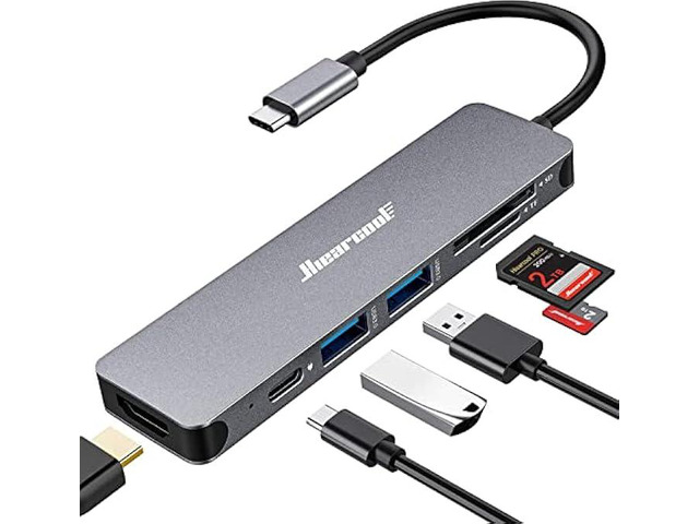 Hiearcool USB C Hub, USB-C Multi-Port Adapter for MacBook Pro, 7IN1 USBC to HDMI Hub Dongle Compatible for Laptops and Other Type C Devices (4K...
