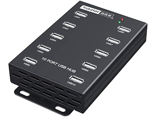 Sipolar-USB Hub- 10 Ports USB Data Hub-Industrial USB Powered Hub - USB 2.0 Hub for Mining, Bitcoin Miner