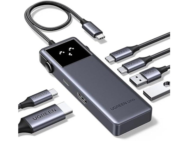 UGREEN Uno 6 in 1 USB-C Hub with 10Gbps USB-C & USB-A Data Ports 4K@60Hz HDMI for MacBook Pro/Air, iPad Pro, Surface, XPS, Thinkpad and More.