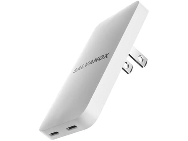 Galvanox Dual USB-C Flat Wall Charger - Fast Charging Ultra Slim Outlet Plug, Multi Port Type C for iPhone 13, 14, 15 iPhone 16 Pro Max and Samsung...