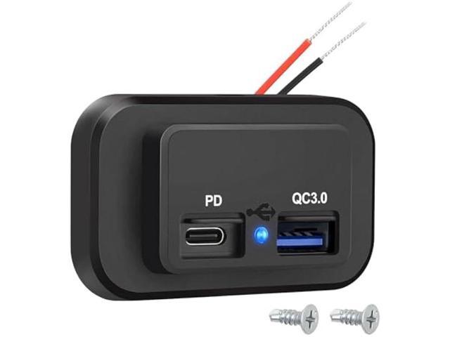 Linkstyle 12V RV USB Outlet, 18W QC3.0 USB A Port & 30W PD USB C Port, Surface Mount Charging Socket Panel for Car Marine