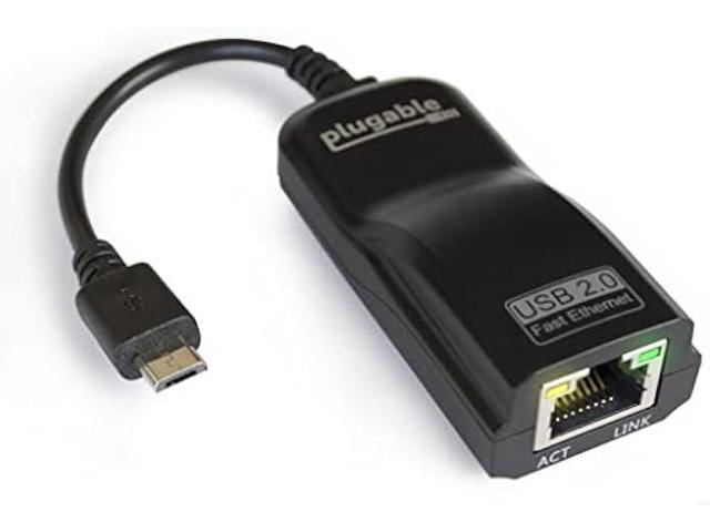 Plugable Micro USB to Ethernet Adapter Fast Ethernet Adapter for Raspberry Pi Zero, Pi Zero 2 W+, Windows Tablets, Android ASIX AX88772A Chipset