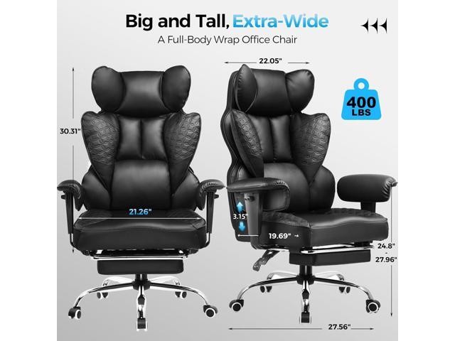 GTRACING Big and Tall Gaming Chair 400lbs Heavy Duty Office Chair with Foot Rest & Ergonomic Pocket Spring Lumbar Support, High Back 3D Saddle...