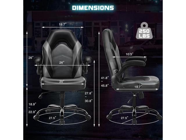 DUMOS Gaming Ergonomic Office Chair for Adults, Height Adjustable Computer Desk Chair with Flip-up Armrests, PU Leather Swivel Video Game Chair...