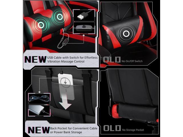 Yaheetech Gaming Chair, Video Game Chair with Massage Lumbar Support and Footrest Height Adjustable Ergonomic Computer Chair with Swivel Seat and...