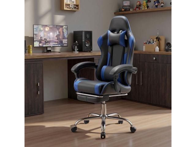 DUMOS Ergonomic Gaming Office Desk Chair with Linkage Armrests for Adults, Height Adjustable Computer Chair with Footrest and Headrest, PU Leather...