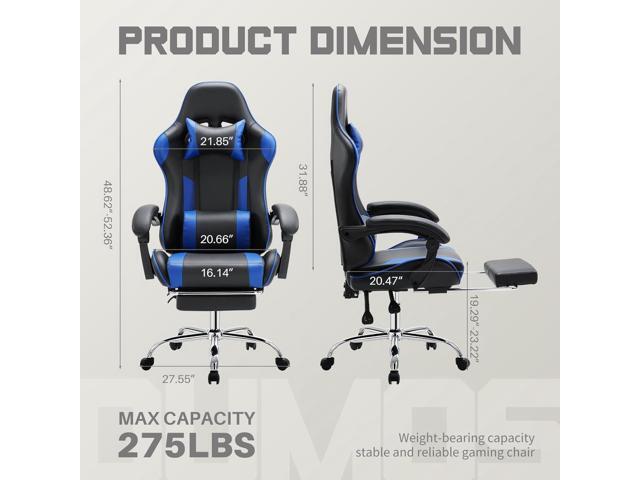 DUMOS Ergonomic Gaming Office Desk Chair with Linkage Armrests for Adults, Height Adjustable Computer Chair with Footrest and Headrest, PU Leather...