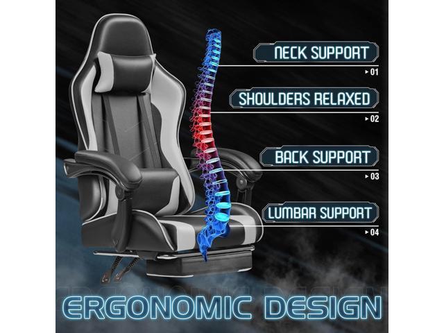 Homall Gaming Chair, Video Game Chair with Footrest and Massage Lumbar Support, Ergonomic Computer Chair Height Adjustable with Swivel Seat and...