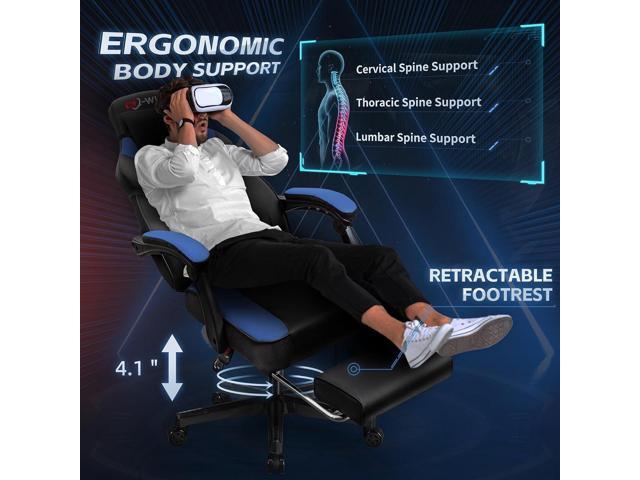 Gaming Chairs for Adults, Computer Chair with Footrest and Ergonomic High Back, Big and Tall Gamer Chairs with Massage Lumbar Support, 360° Swivel...