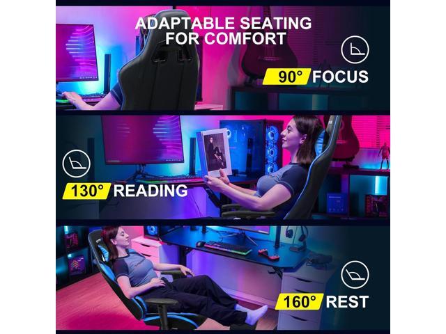 GTRACING Gaming Chair with Footrest, Ergonomic Computer Game Desk Chair, Reclining Game Chair Seat Height Adjustment, Swivel Rocker with Headrest...
