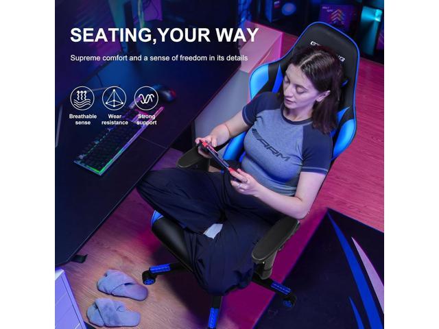 GTRACING Gaming Chair with Footrest, Ergonomic Computer Game Desk Chair, Reclining Game Chair Seat Height Adjustment, Swivel Rocker with Headrest...
