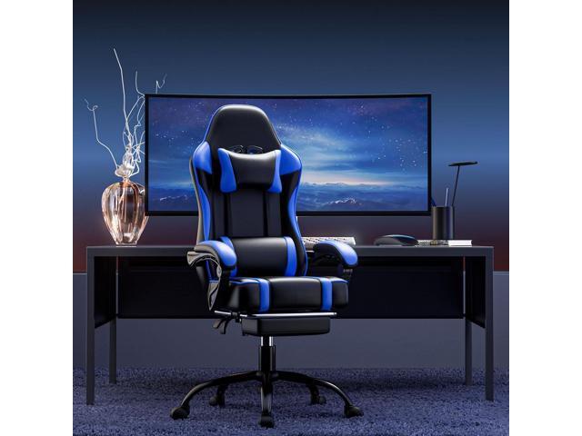 Ergonomic Gaming Chair with Footrest, PU Leather Video Game Chairs for Adults, 360°Swivel Adjustable Office Chair Gamer Chair, Comfortable Computer...