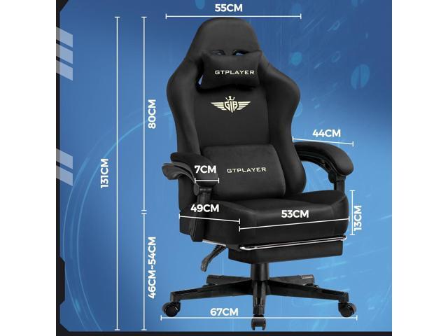GTPLAYER Gaming Chair Fabric with Pocket Spring Cushion, Big and Tall Gamings Chairs 350LBS High Back Computer Chair with Footrest for Adults...