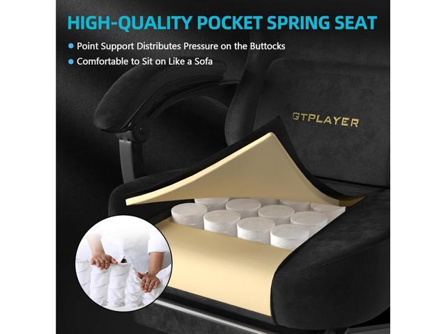 GTPLAYER Gaming Chair Fabric with Pocket Spring Cushion, Big and Tall Gamings Chairs 350LBS High Back Computer Chair with Footrest for Adults...