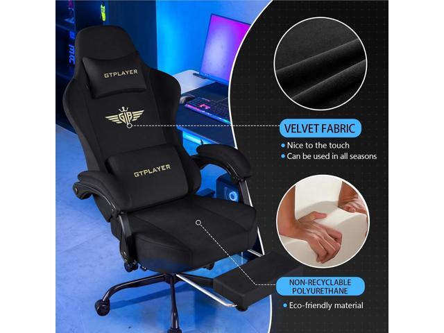 GTPLAYER Gaming Chair Fabric with Pocket Spring Cushion, Big and Tall Gamings Chairs 350LBS High Back Computer Chair with Footrest for Adults...