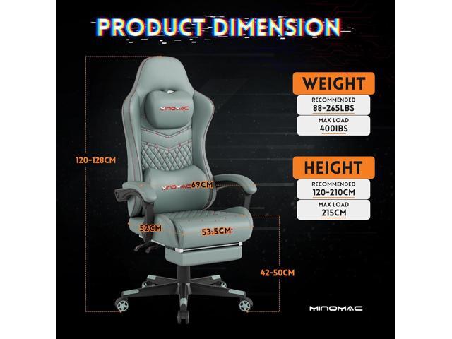 Gaming Chair,Ergonomic Computer Gaming Chair,400lb Load-Bearing,Retractable Footrest/Waist Support/Ergonomic Backrest[Spring + 4D Sponge] (Green)