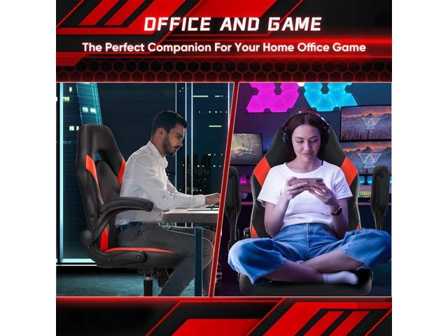 OLIXIS Computer Gaming Desk Chair - Big and Tall Ergonomic Comfy Lumbar Support with Flip-up Armrest and 360° Swivel Wheels, PU Leather Height...