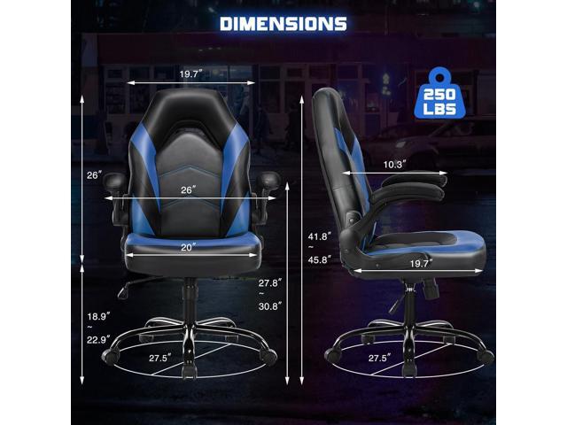 DUMOS Gaming Ergonomic Office Chair for Adults, Height Adjustable Computer Desk Chair with Flip-up Armrests, PU Leather Swivel Video Game Chair...