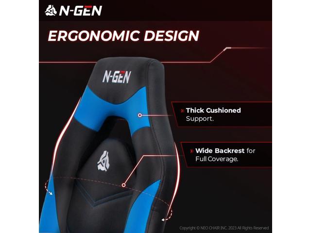N-GEN Video Gaming Chair Ergonomic Computer Desk Office Chair with Lumbar Support Adjustable Height Swivel Wheels Flip-Up Arms PU Leather Home and...