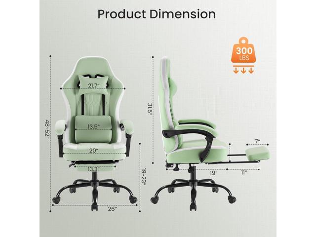 Sweetcrispy Computer Gaming Chair - High Back Ergonomic Desk Chair with Footrest and Lumbar Support, Height Adjustable Task Chair with Linkage...